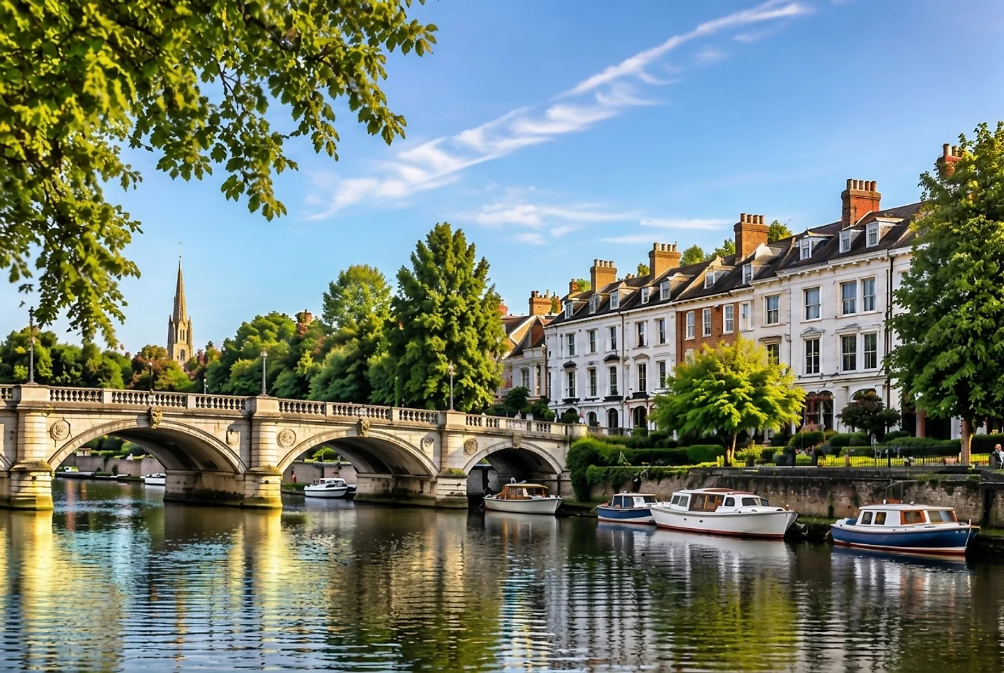 Historic riverside architecture and Georgian terraces along the Thames in Richmond, West London