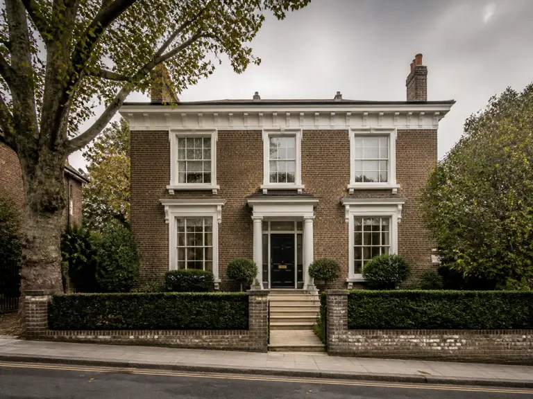 Period London residential villa exterior and front elevation